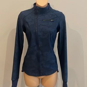 Lululemon Navy Blue Floral Athletic Jacket w/ Detachable Hood Size 4